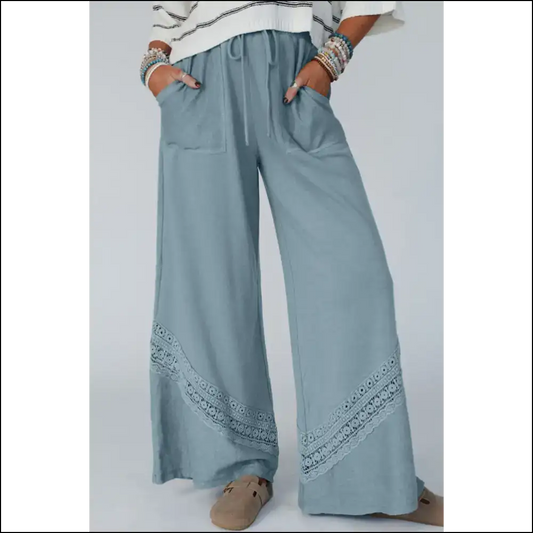 Dusk Blue Lace Wide Leg Pants: so Comfy Youll Forget Pants Exist 👖 Needful Things - s - on Sale Worldwide Shipping