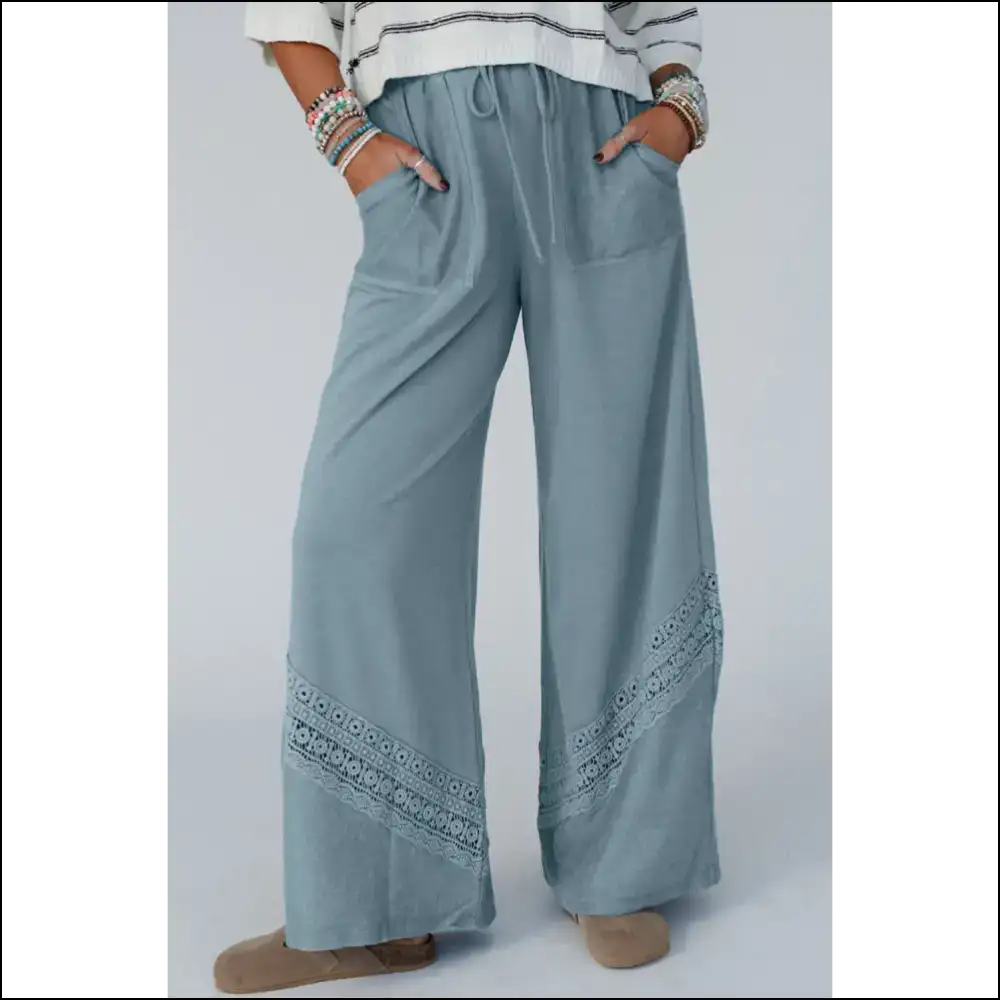 Dusk Blue Lace Wide Leg Pants: so Comfy Youll Forget Pants Exist 👖 Needful Things - on Sale Worldwide Shipping