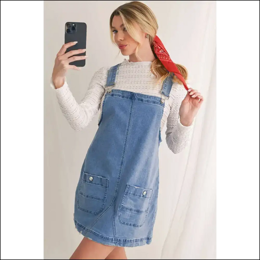 Dusk Blue Pocket Overalls: Adjustable Straps to Steal Hearts 💙 Needful Things - s - Short Dresses on Sale Worldwide Shipping