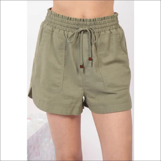 Eco-chic Drawstring Linen Shorts - Tan / l - on Sale Worldwide Shipping