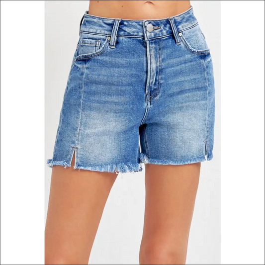 Edgy Front Slit Raw Hem Denim Shorts for Women - Medium / m - on Sale Worldwide Shipping