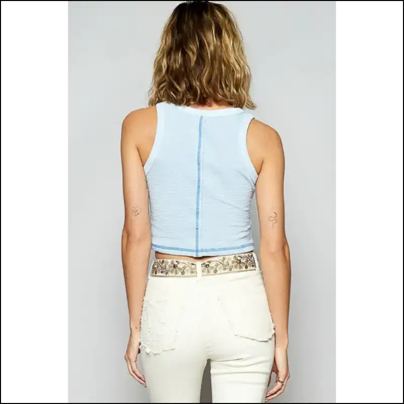 Edgy Studded Round Neck Cropped Tank - Tops on Sale Worldwide Shipping