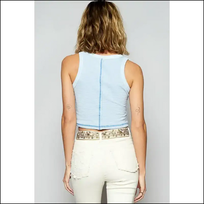 Edgy Studded Round Neck Cropped Tank - Tops on Sale Worldwide Shipping