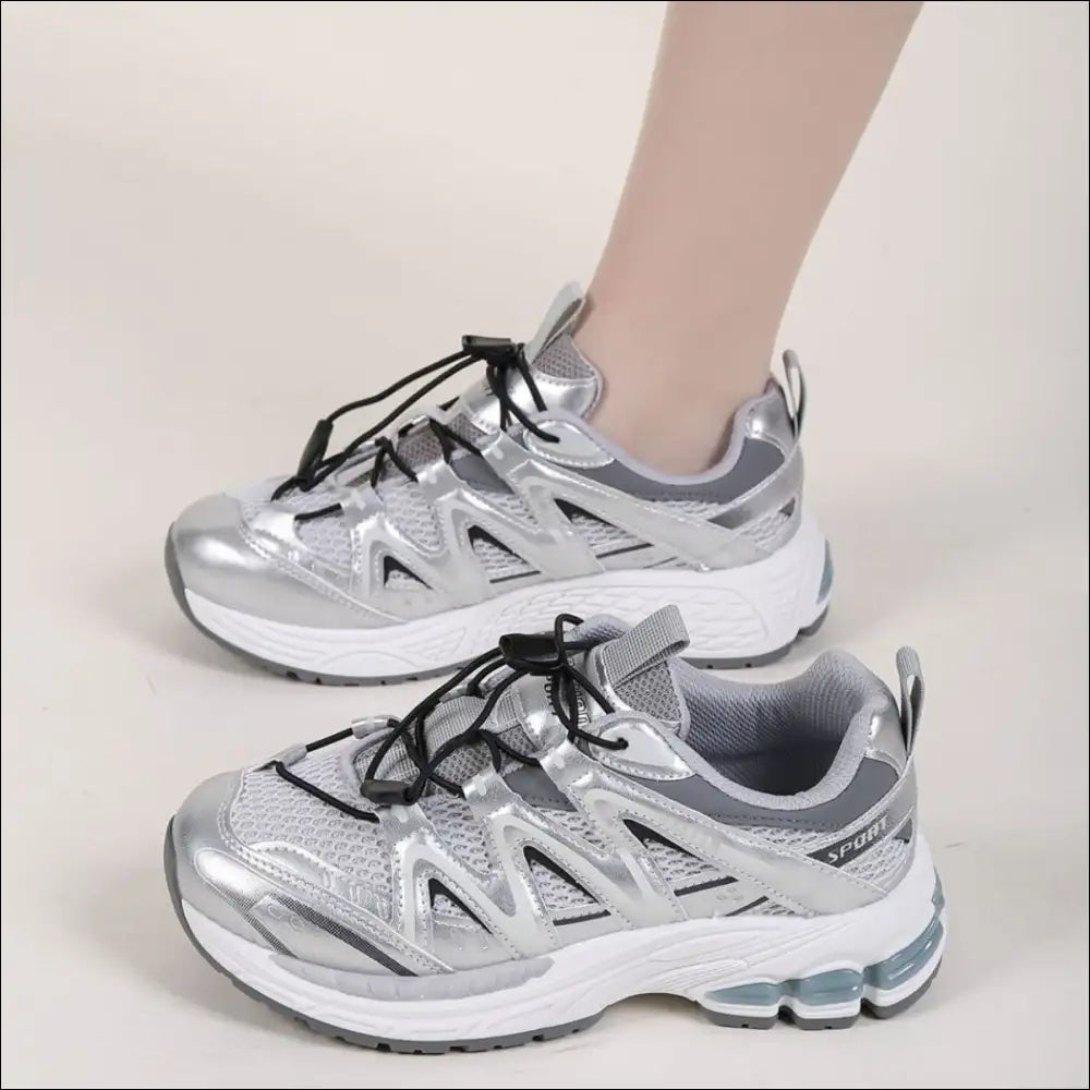 Elastic Lock Laces - Breathable Mesh Athletic Shoes - Gray / 35(us4) - on Sale Worldwide Shipping