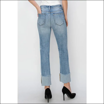 Elevate your Style Game: High Rise Cuffed Jeans for Life’s Twists 😄👖 - on Sale Worldwide Shipping