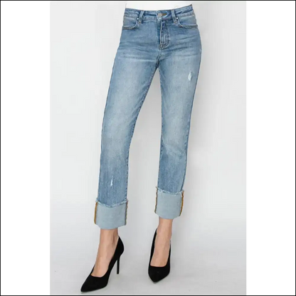 Elevate your Style Game: High Rise Cuffed Jeans for Life’s Twists 😄👖 - on Sale Worldwide Shipping