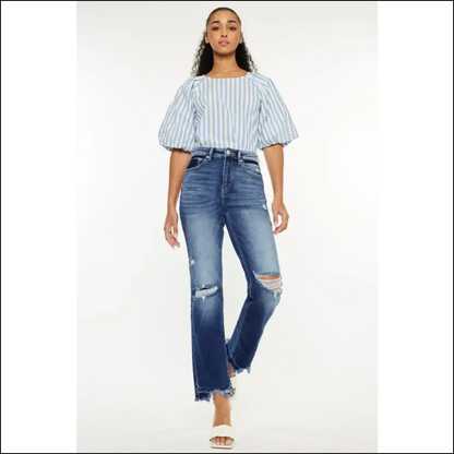 Elevate your Wardrobe with Kancan High Rise Distressed Jeans of Glory! 👖✨ - Dark / 15 - on Sale Worldwide Shipping