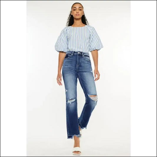 Elevate your Wardrobe with Kancan High Rise Distressed Jeans of Glory! 👖✨ - Dark / 15 - on Sale Worldwide Shipping