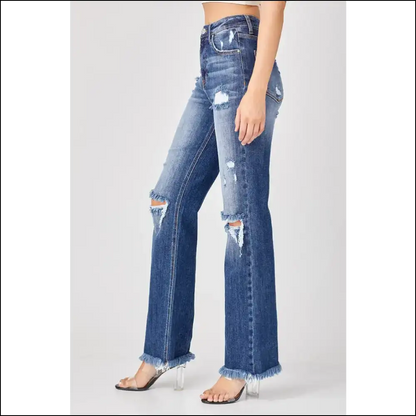 Embrace the Distress with Needful Things Raw Hem Jeans – your Inner Rebel Awaits! 😎✨ - on Sale Worldwide Shipping
