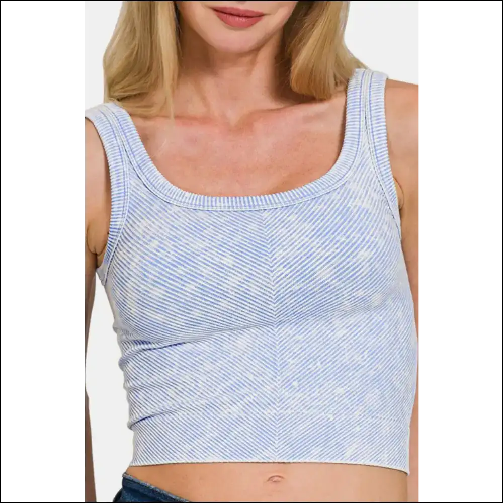 Embrace your Inner Fashion Hero in our Washed Ribbed Scoop Neck Tank! - Tank Tops on Sale Worldwide Shipping