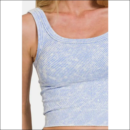 Embrace your Inner Fashion Hero in our Washed Ribbed Scoop Neck Tank! - Tank Tops on Sale Worldwide Shipping