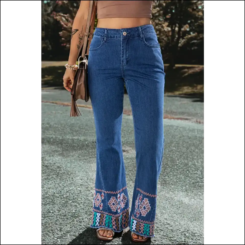 Embroidered Bootcut Jeans: your New Ass-ets for Sass-tastic Style! 😂✨ - Medium / 14 - Jeans on Sale Worldwide Shipping