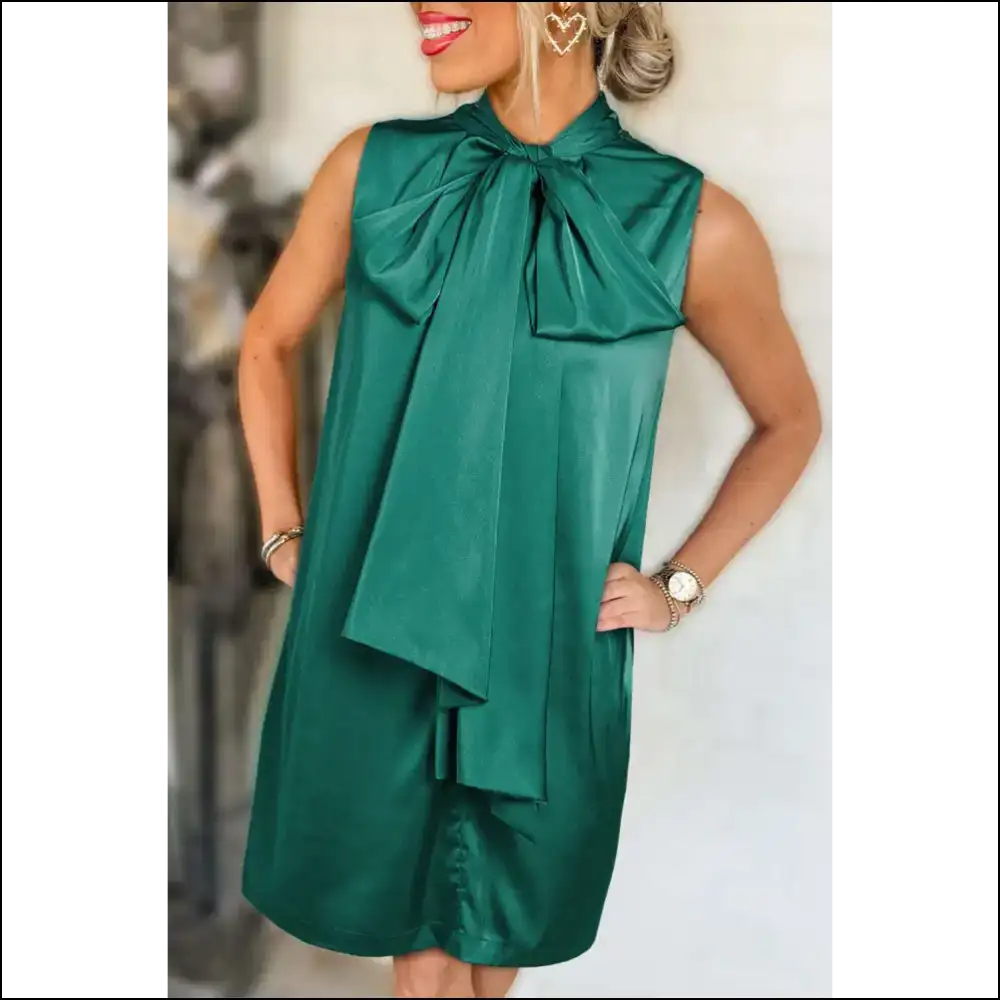 Evergreen Bow Tie Mini Dress: Dangerously Cute from Needful Things 😈 - s - Short Dresses on Sale Worldwide Shipping