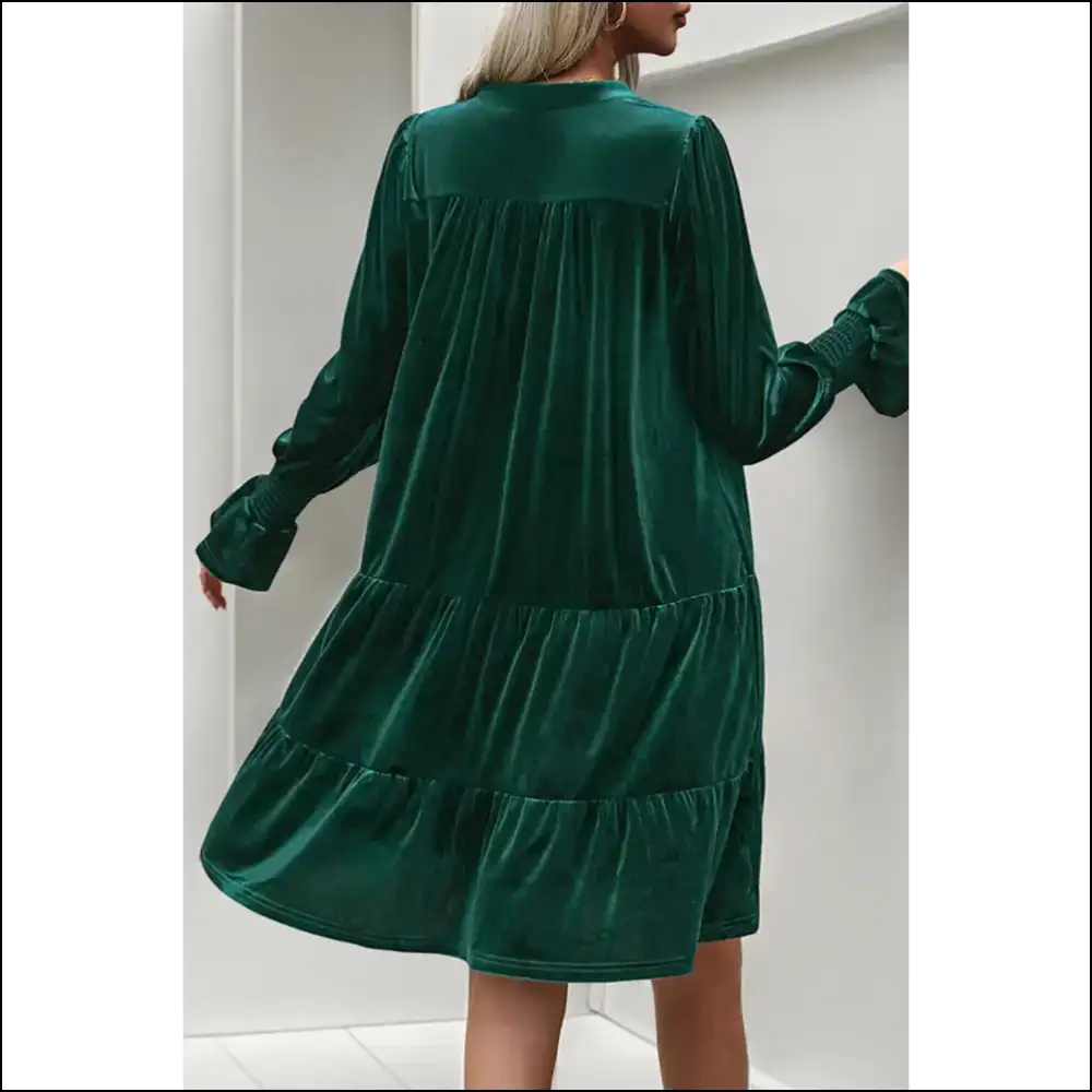Evergreen Long Sleeve v Neck Dress: Needful Things Dress! 😈 - Short Dresses on Sale Worldwide Shipping
