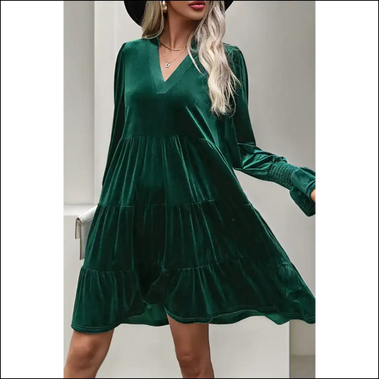 Evergreen Long Sleeve v Neck Dress: Needful Things Dress! 😈 - s - Short Dresses on Sale Worldwide Shipping