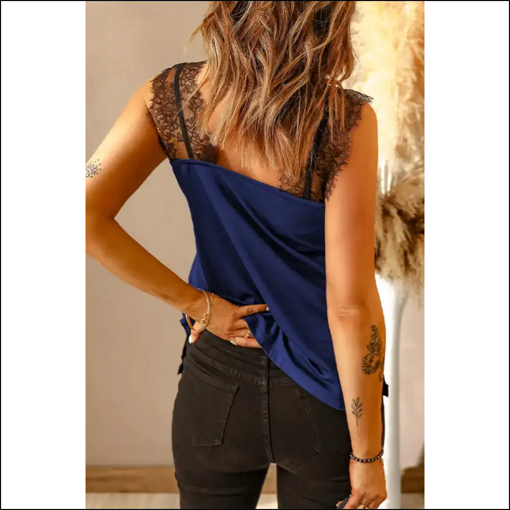 Eyelash Trim Spliced Lace Tank - Tops on Sale Worldwide Shipping
