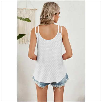 Eyelet V-neck Double Spaghetti Straps Cami - Tank Tops on Sale Worldwide Shipping