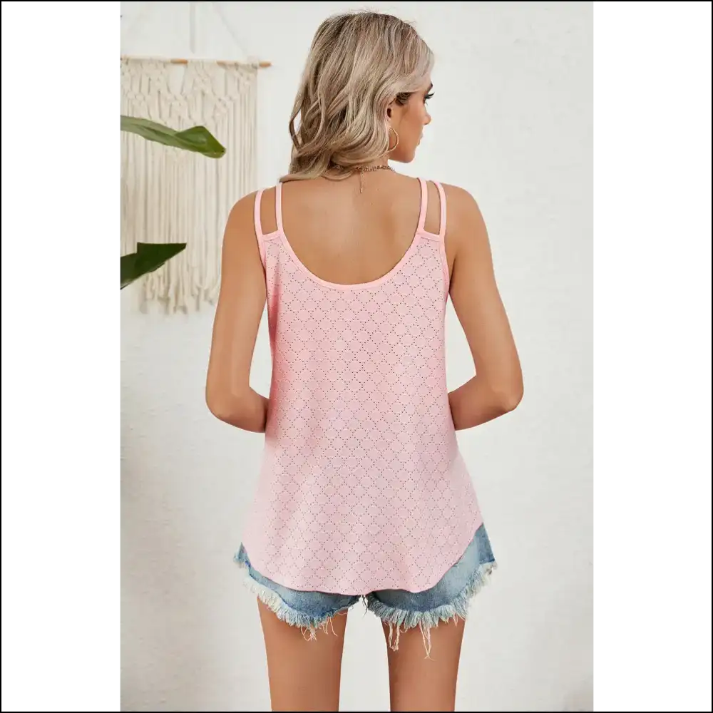 Eyelet V-neck Double Spaghetti Straps Cami - Tank Tops on Sale Worldwide Shipping