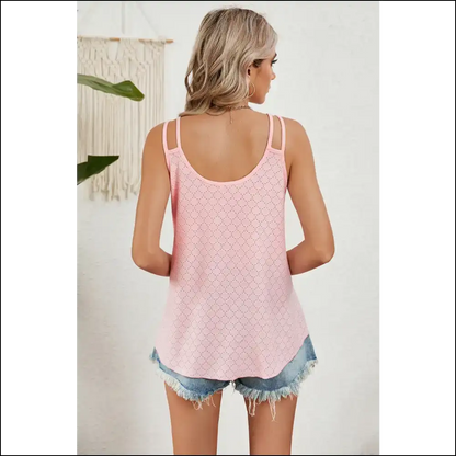 Eyelet V-neck Double Spaghetti Straps Cami - Tank Tops on Sale Worldwide Shipping