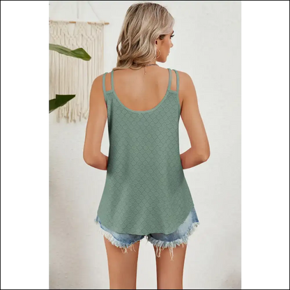 Eyelet V-neck Double Spaghetti Straps Cami - Tank Tops on Sale Worldwide Shipping