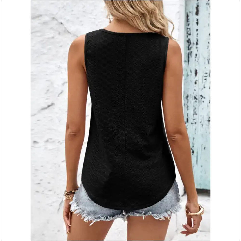 Eyelet Wide Strap Tank - Tops on Sale Worldwide Shipping