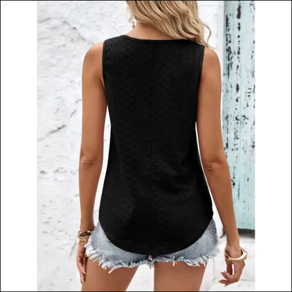 Eyelet Wide Strap Tank - Tops on Sale Worldwide Shipping