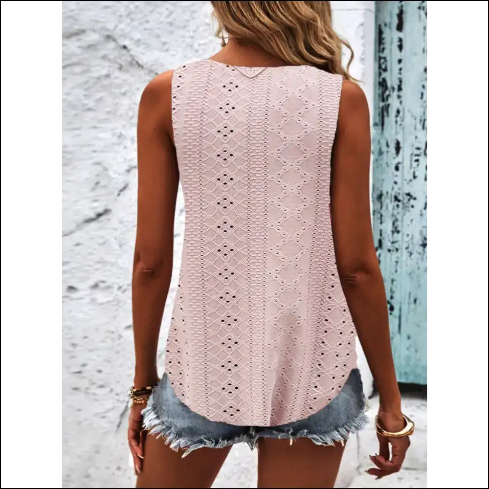 Eyelet Wide Strap Tank - Tops on Sale Worldwide Shipping