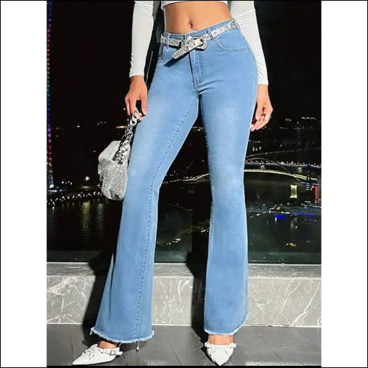 Fabulously Flawed: Needful Things’ Raw Hem Bootcut Jeans for Imperfect Perfection! 😄👖 - Light / Xs - on Sale Worldwide Shipping