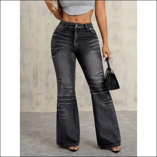 Fabulously High Waist Bootcut Jeans: Because your Butt Deserves a Throne! 👖✨ - Black / s - Jeans on Sale Worldwide Shipping