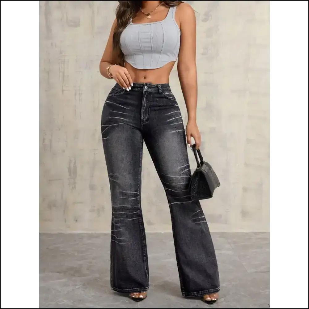 Fabulously High Waist Bootcut Jeans: Because your Butt Deserves a Throne! 👖✨ - Jeans on Sale Worldwide Shipping