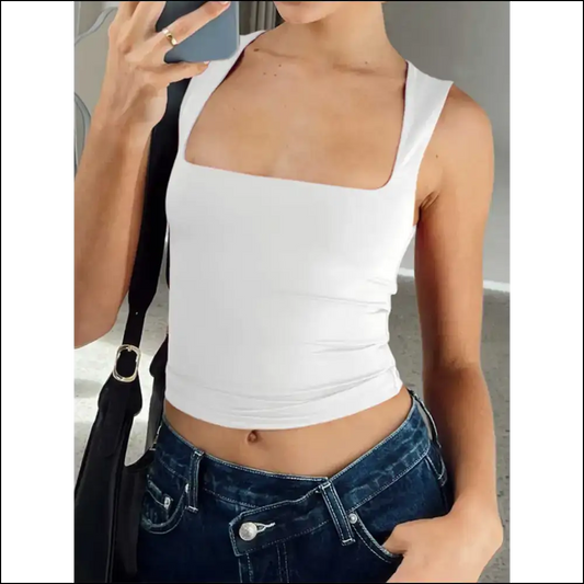 Fall for the Lovelet Square Neck: Chic Sassy and Ready to Stun! 💖💁‍♀️ - White / Xs - Tank Tops on Sale Worldwide Shipping