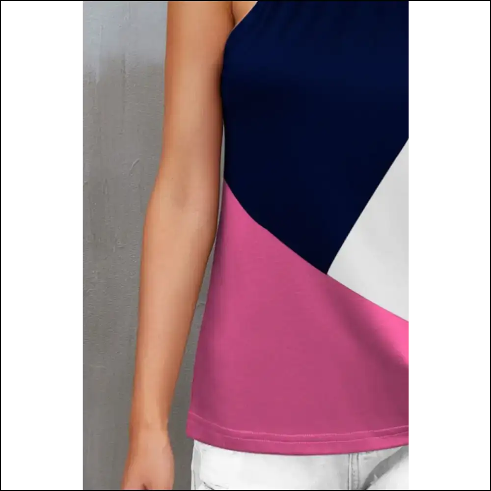 Fam-fam Color Block Grecian Neck Cami - Tank Tops on Sale Worldwide Shipping