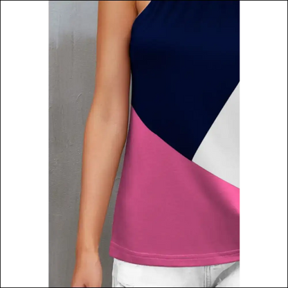 Fam-fam Color Block Grecian Neck Cami - Tank Tops on Sale Worldwide Shipping