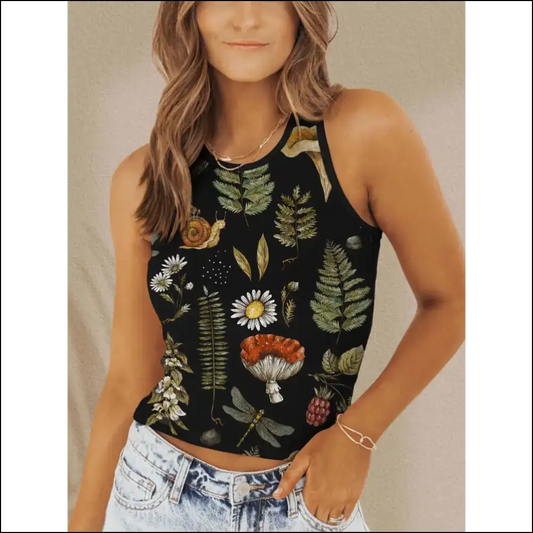 Fam-fam Printed Wide Strap Tank - your New Favorite Top! - Black / s - Tops on Sale Worldwide Shipping