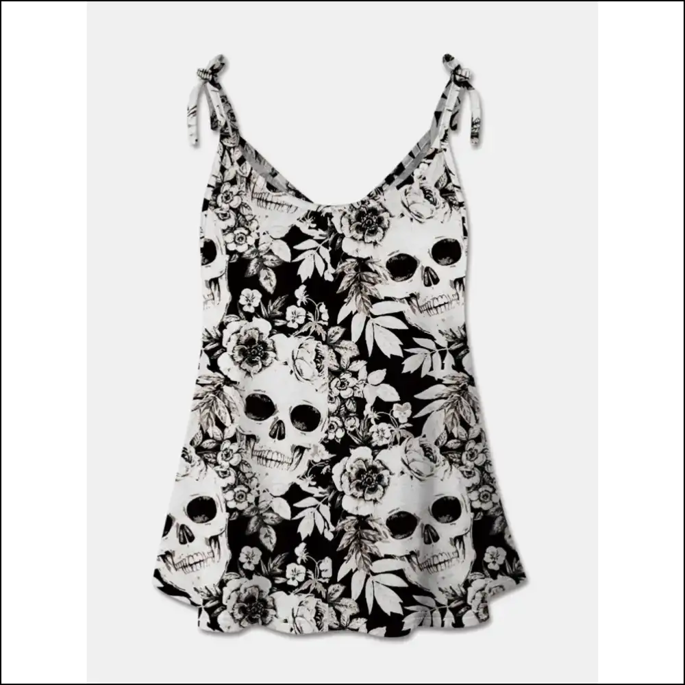 Fam-fam Skull Print Cami – Chic & Edgy Style - Black / s - Tank Tops on Sale Worldwide Shipping