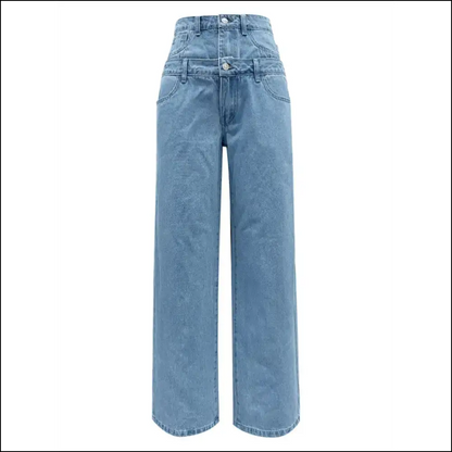 Faux Layered High Waist Jeans: Because Fabulous is the New Black! 👖✨ - Jeans on Sale Worldwide Shipping