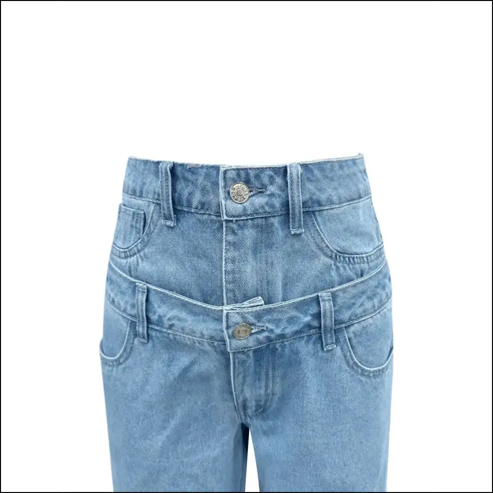 Faux Layered High Waist Jeans: Because Fabulous is the New Black! 👖✨ - Jeans on Sale Worldwide Shipping