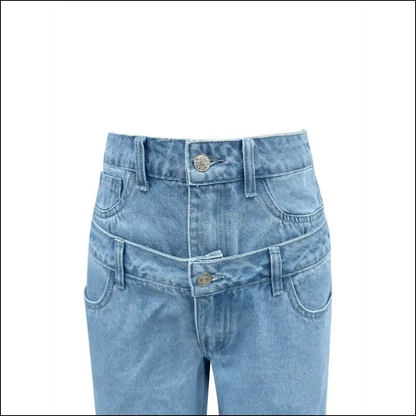Faux Layered High Waist Jeans: Because Fabulous is the New Black! 👖✨ - Jeans on Sale Worldwide Shipping