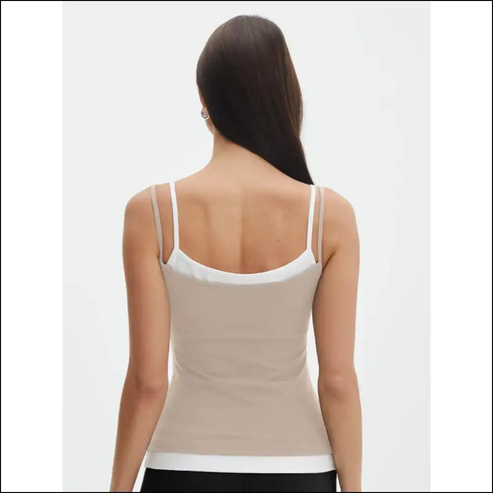 Faux Layered Square Neck Cropped Cami - Tank Tops on Sale Worldwide Shipping