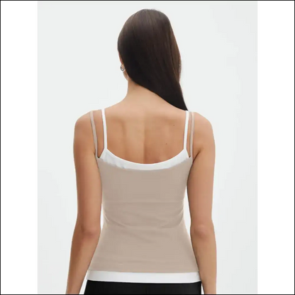 Faux Layered Square Neck Cropped Cami - Tank Tops on Sale Worldwide Shipping