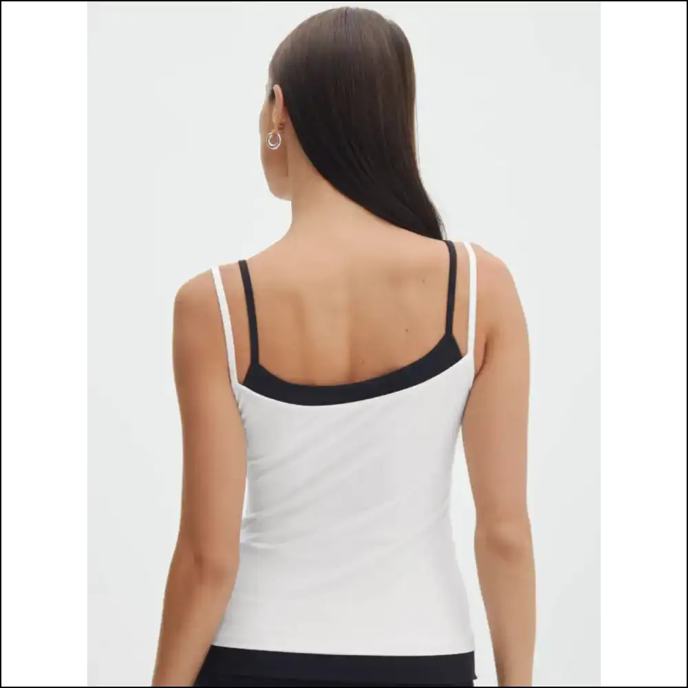 Faux Layered Square Neck Cropped Cami - White / Xs - Tank Tops on Sale Worldwide Shipping