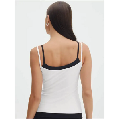Faux Layered Square Neck Cropped Cami - White / Xs - Tank Tops on Sale Worldwide Shipping