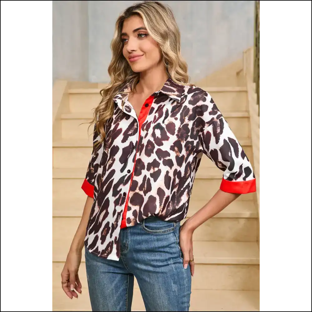 Fierce Dark Brown Leopard Print Shirt: Unleash your Inner Needful Things Diva! 🐆 - Blouses on Sale Worldwide Shipping
