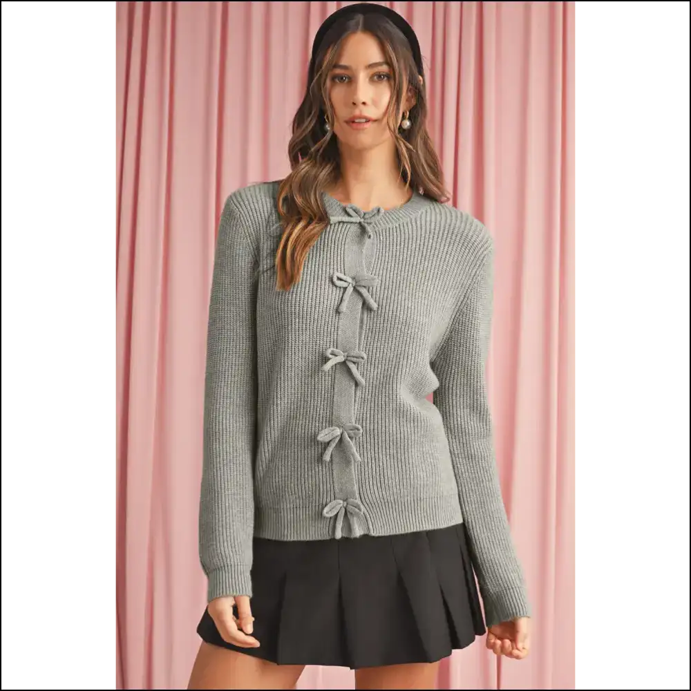 Fiery Red Sweet Cardigan: Bow Down Bitches. Needful Things 🔥 - Gray / s - Cardigans on Sale Worldwide Shipping