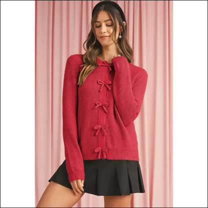 Fiery Red Sweet Cardigan: Bow Down Bitches. Needful Things 🔥 - s - Cardigans on Sale Worldwide Shipping