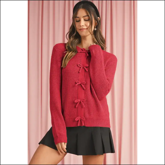 Fiery Red Sweet Cardigan: Bow Down Bitches. Needful Things 🔥 - s - Cardigans on Sale Worldwide Shipping