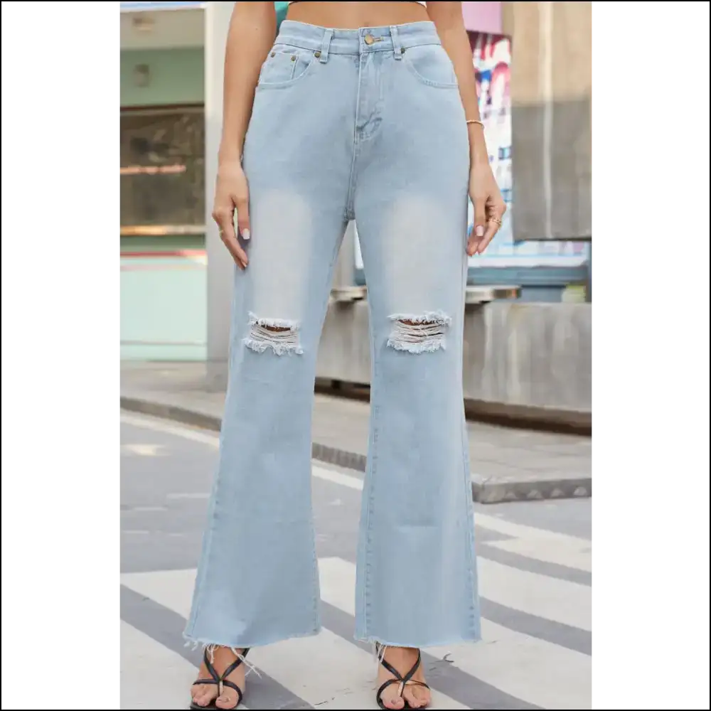 Finally Jeans that Don’t Judge your Pizza Habit - Chic Distressed Buttoned Magic! 🍕✨ - Light Blue / 2xl - on Sale Worldwide Shipping