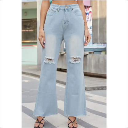 Finally Jeans that Don’t Judge your Pizza Habit - Chic Distressed Buttoned Magic! 🍕✨ - Light Blue / 2xl - on Sale Worldwide Shipping