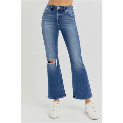 Flare it Like you Mean It: Risen High Rise Crop Jeans for the Bold - on Sale Worldwide Shipping