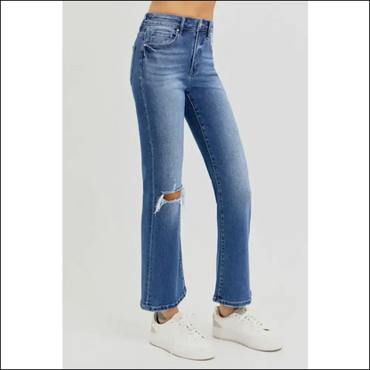 Flare it Like you Mean It: Risen High Rise Crop Jeans for the Bold - on Sale Worldwide Shipping